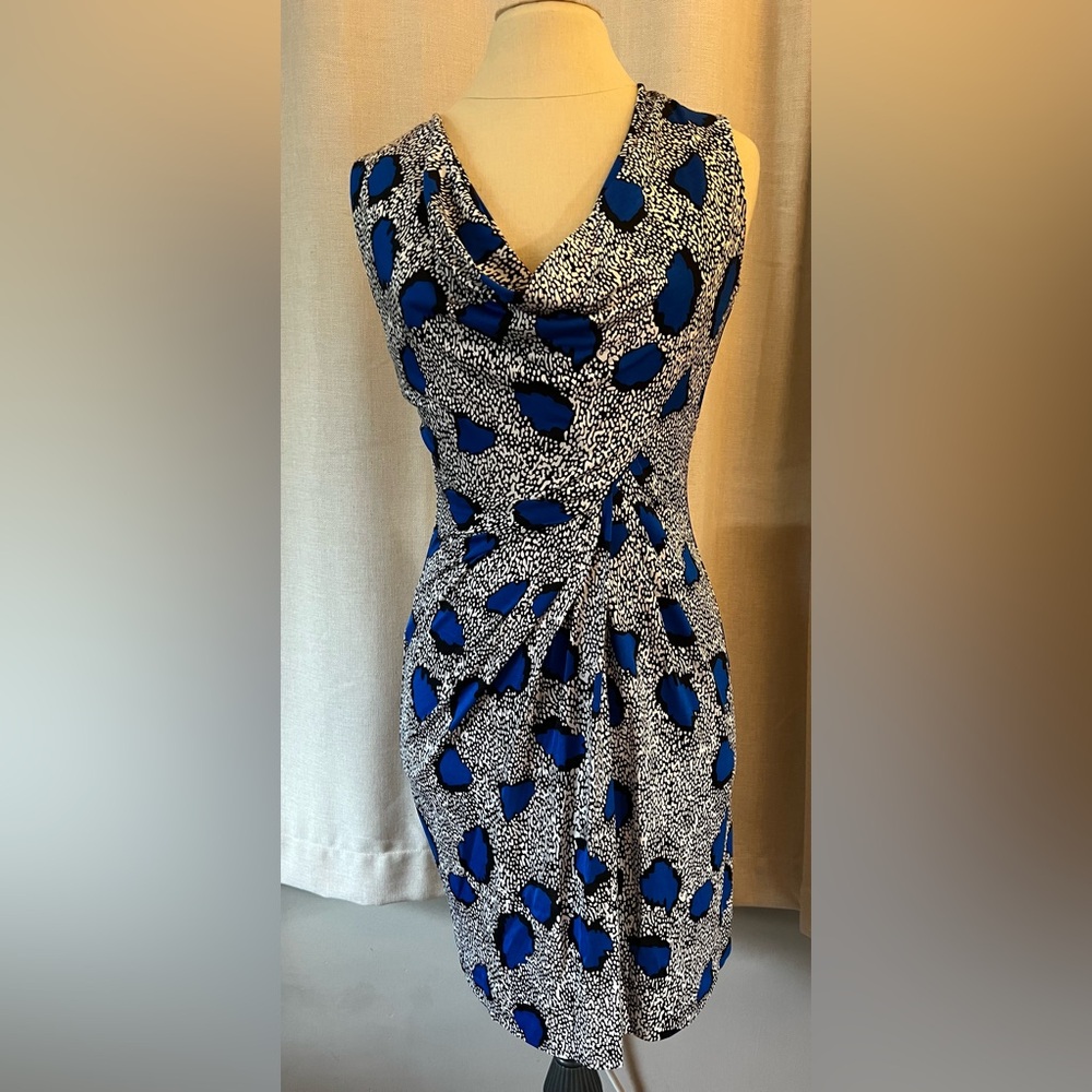 Diane von Furstenberg Noe Cheetah Island Blue Diamond Dress Size 2